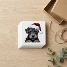 Kerry Blue Terrier Puppy Drawing ceramic coasters set of 4, gift set