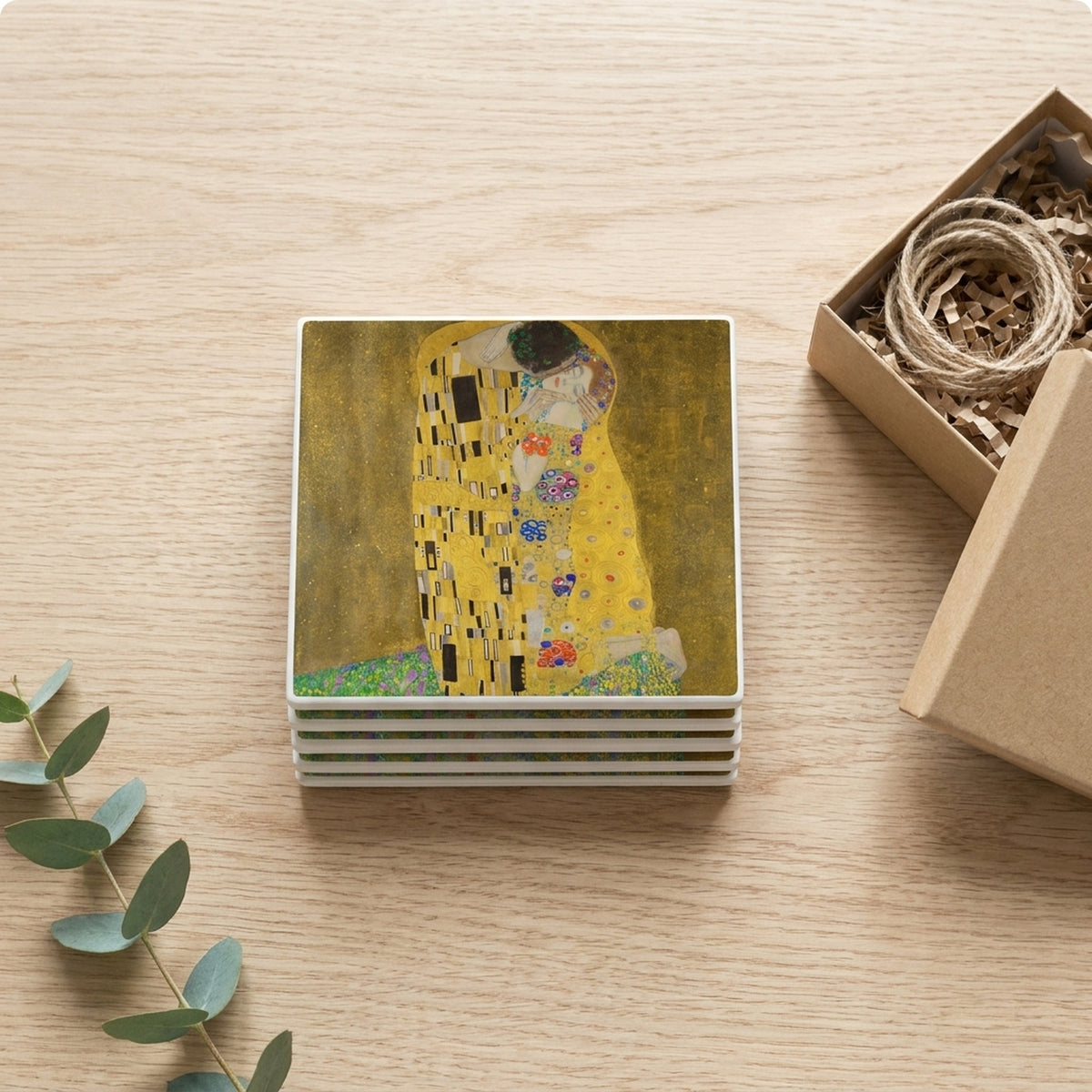 The Kiss ceramic coasters set of 4, gift set