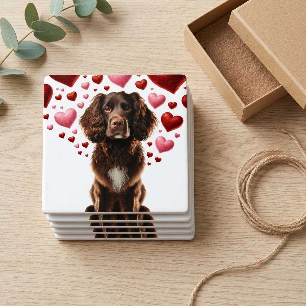 Boykin Spaniel ceramic coasters set of 4, gift set