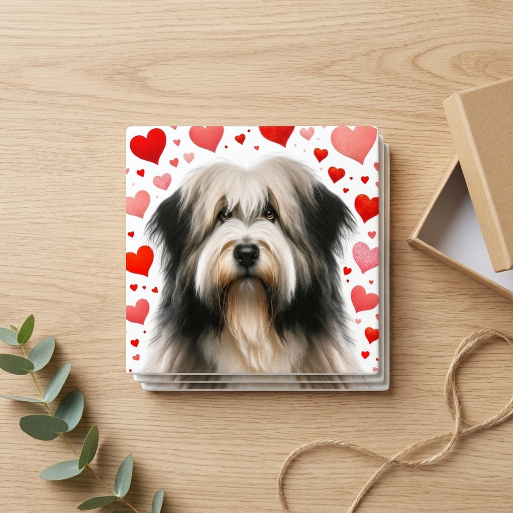 Tibetan Terrier ceramic coasters set of 4, gift set