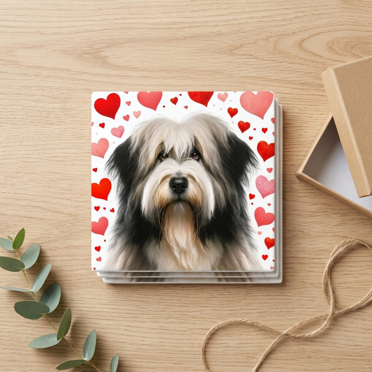 Tibetan Terrier ceramic coasters set of 4, gift set