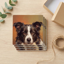 Border Collie Portrait ceramic coasters set of 4, gift set
