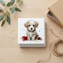 Dandie Dinmont Terrier Puppy Drawing ceramic coasters set of 4, gift set