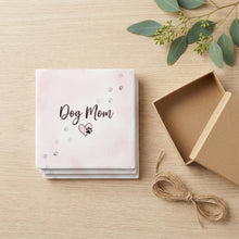 Dog Mom Heart Paw ceramic coasters set of 4, gift set