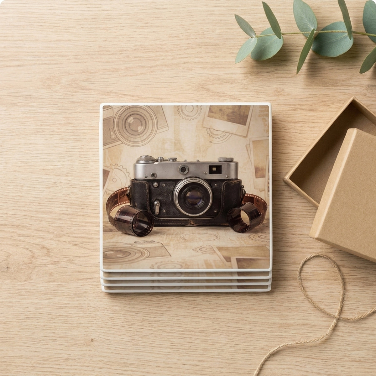 Film Camera ceramic coasters set of 4, gift set