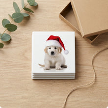 Kuvaszok Puppy ceramic coasters set of 4, gift set