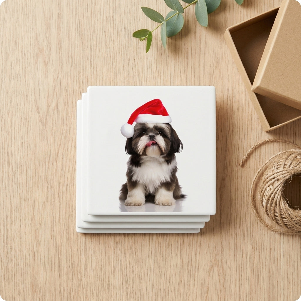 Shih Tzu ceramic coasters set of 4, gift set