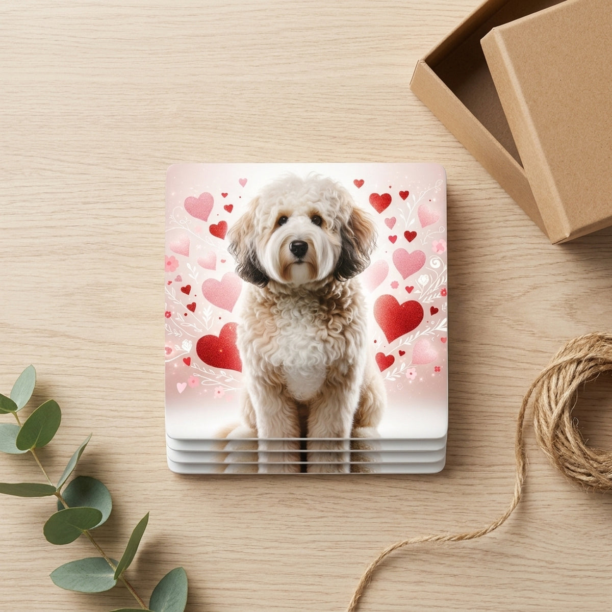 Goldendoodle ceramic coasters set of 4, gift set