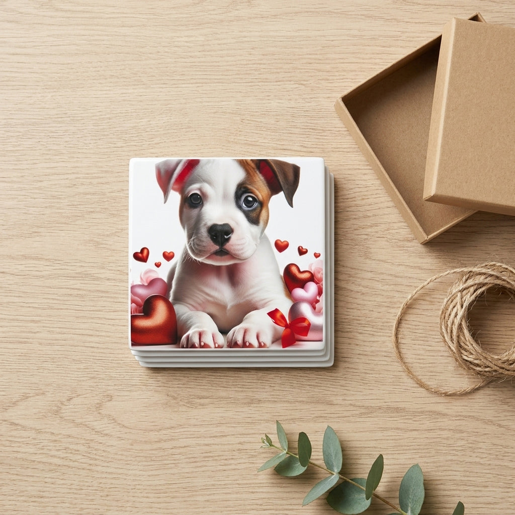 American Staffordshire Terrier ceramic coasters set of 4, gift set
