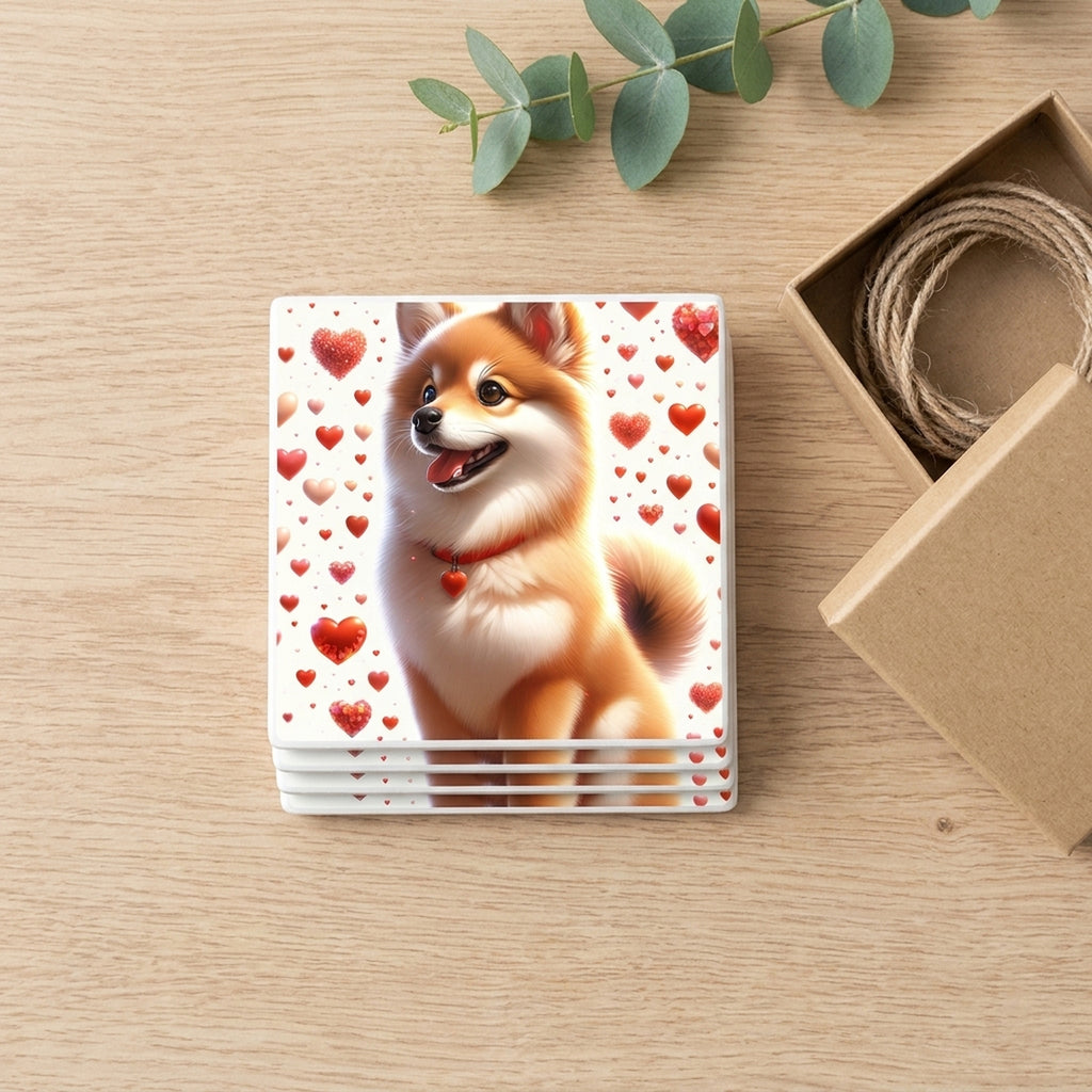 Shiba Inu ceramic coasters set of 4, gift set