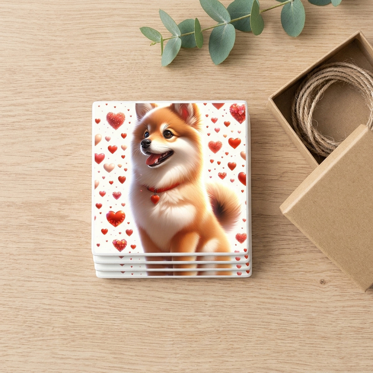 Shiba Inu ceramic coasters set of 4, gift set