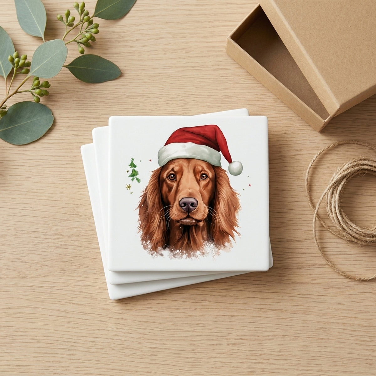 Irish Setter ceramic coasters set of 4, gift set