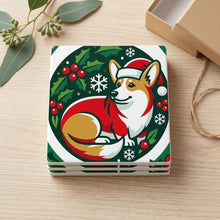 Corgi Christmas Ornament Art ceramic coasters set of 4, gift set