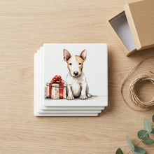 Miniature Bull Terrier Puppy Drawing ceramic coasters set of 4, gift set