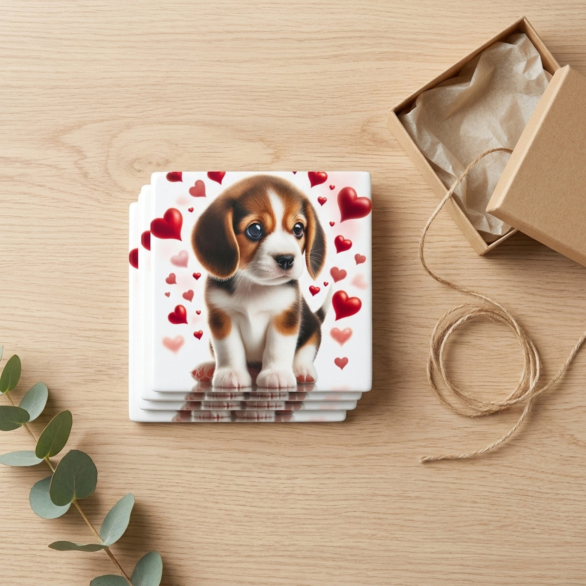 Beagle ceramic coasters set of 4, gift set