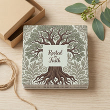 Rooted In Faith Tree ceramic coasters set of 4, gift set