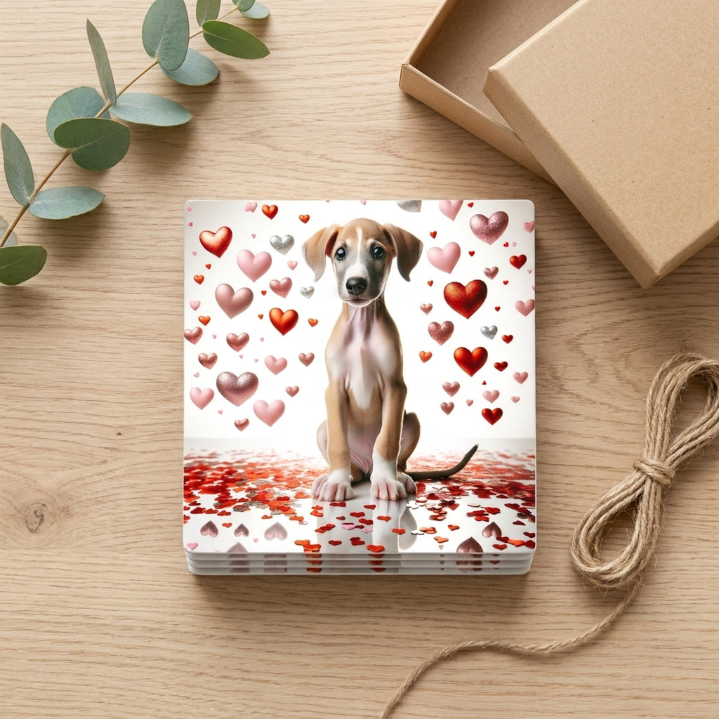 Whippet ceramic coasters set of 4, gift set