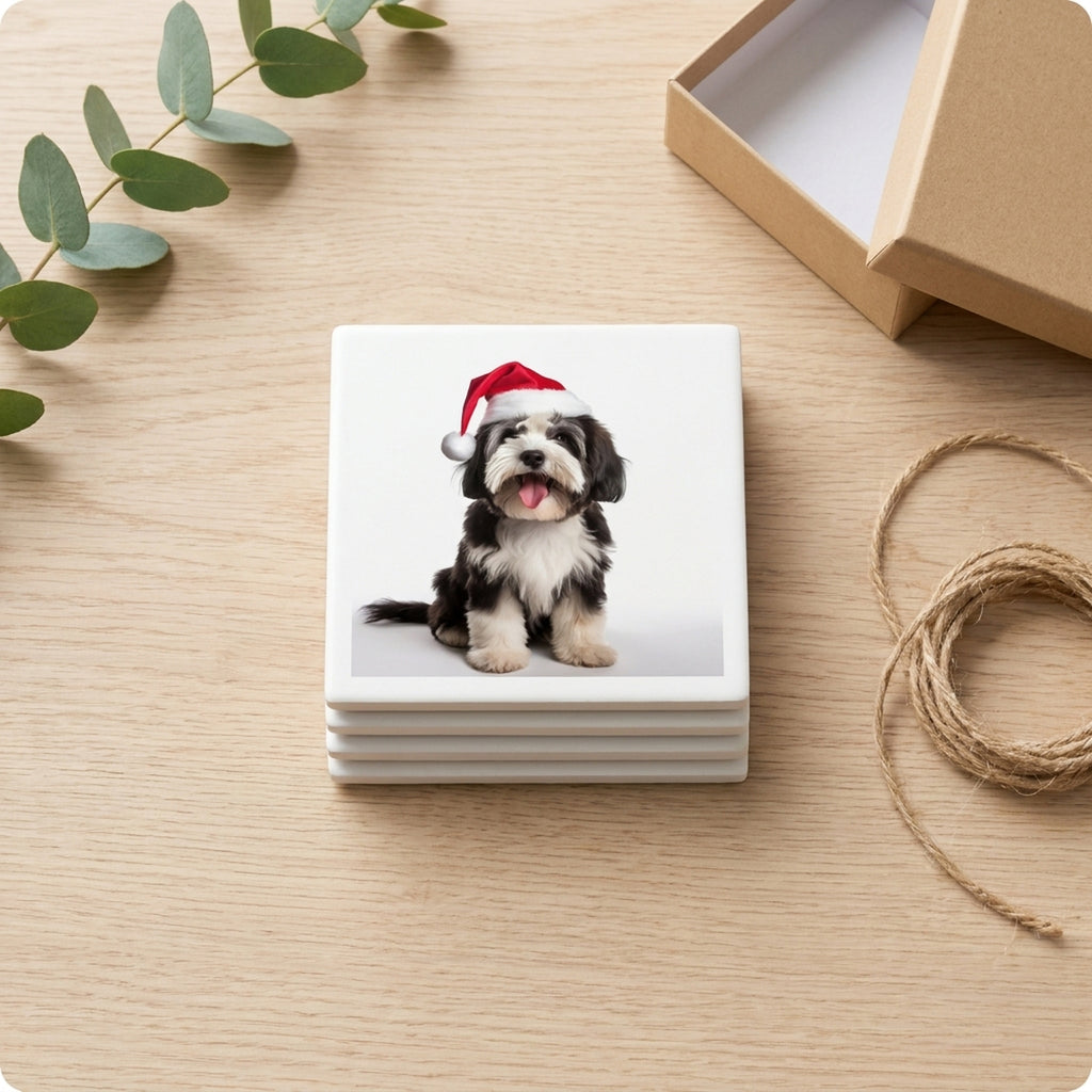 Tibetan Terrier ceramic coasters set of 4, gift set