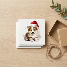 Icelandic Sheepdog Puppy Drawing ceramic coasters set of 4, gift set