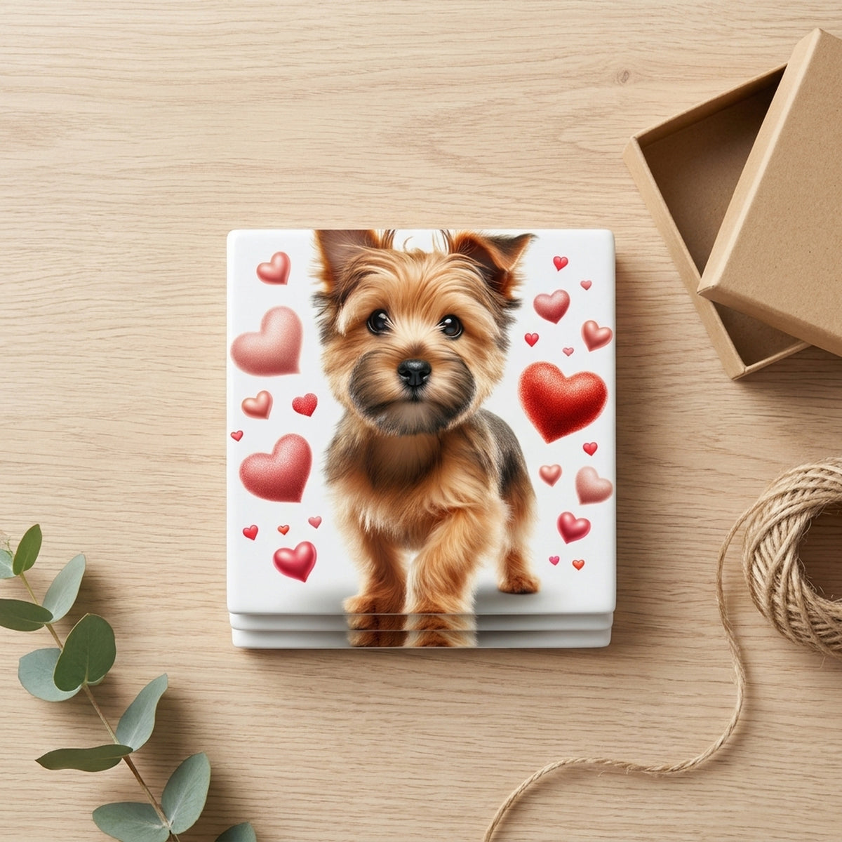 Yorkshire Terrier ceramic coasters set of 4, gift set