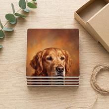 Golden Retriever Portrait ceramic coasters set of 4, gift set