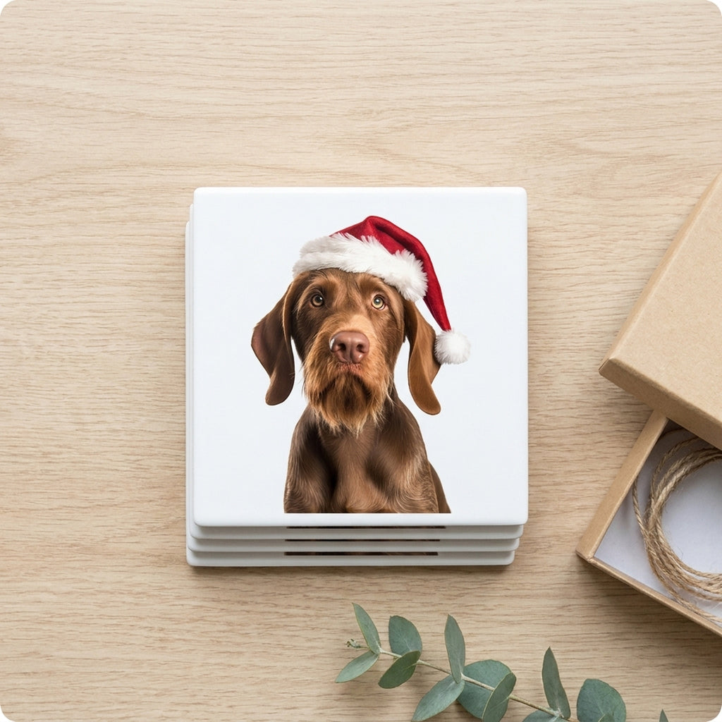Wirehaired Vizsla ceramic coasters set of 4, gift set