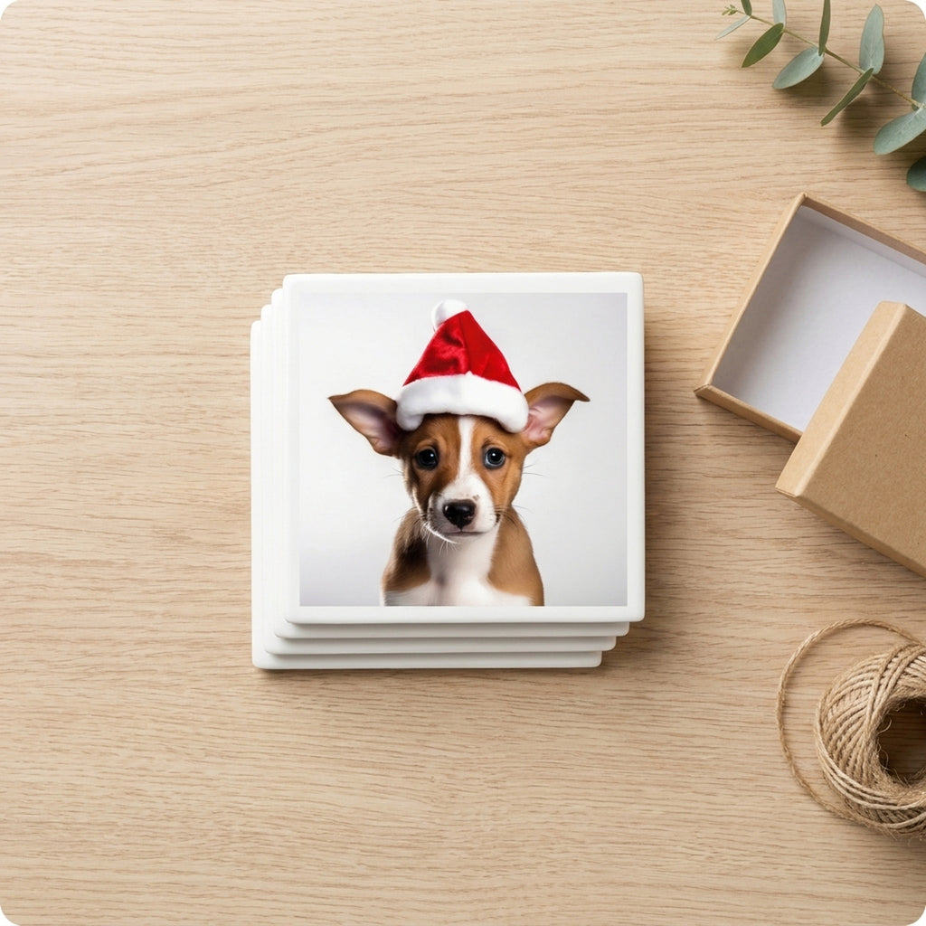 Basenji Puppy ceramic coasters set of 4, gift set