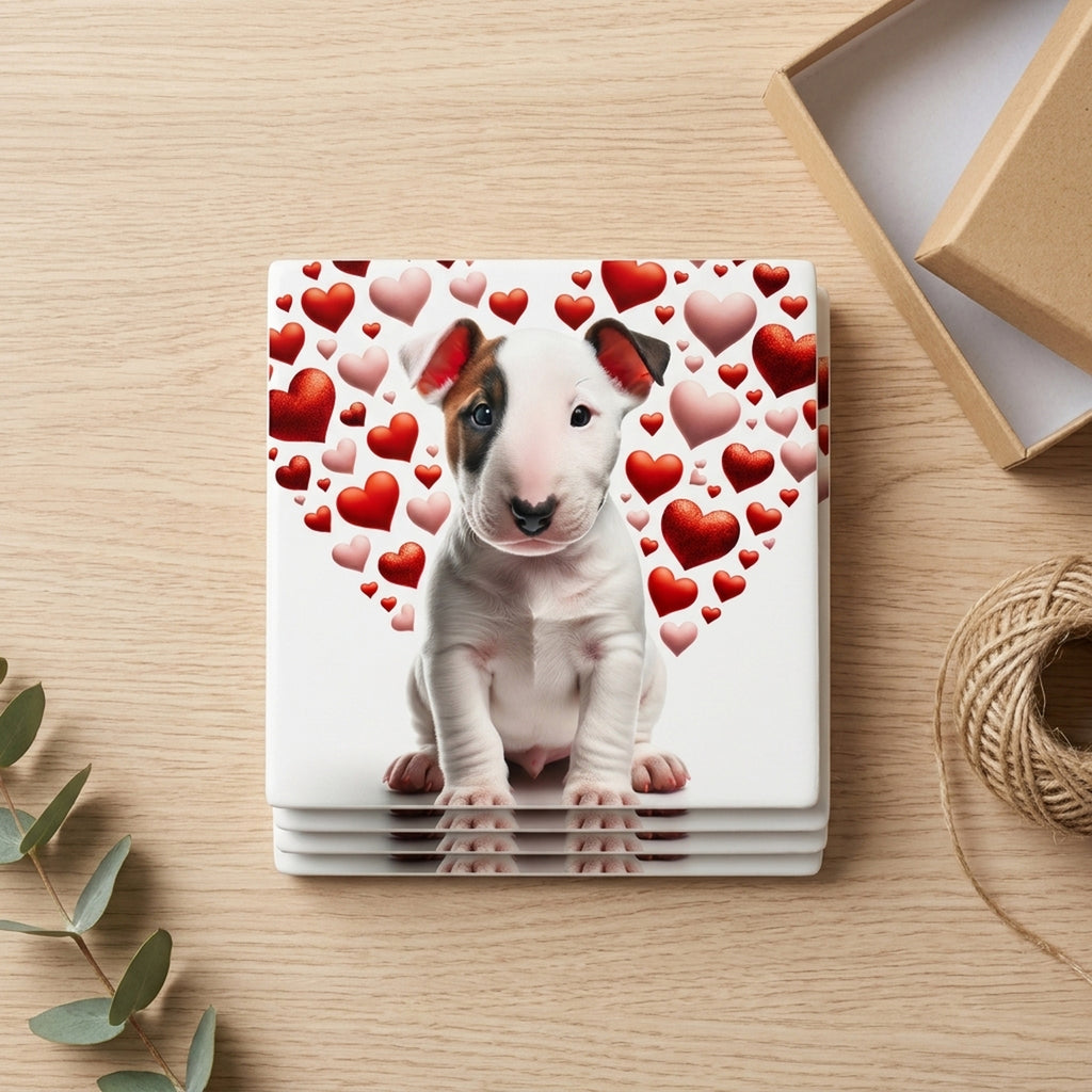 Bull Terrier ceramic coasters set of 4, gift set