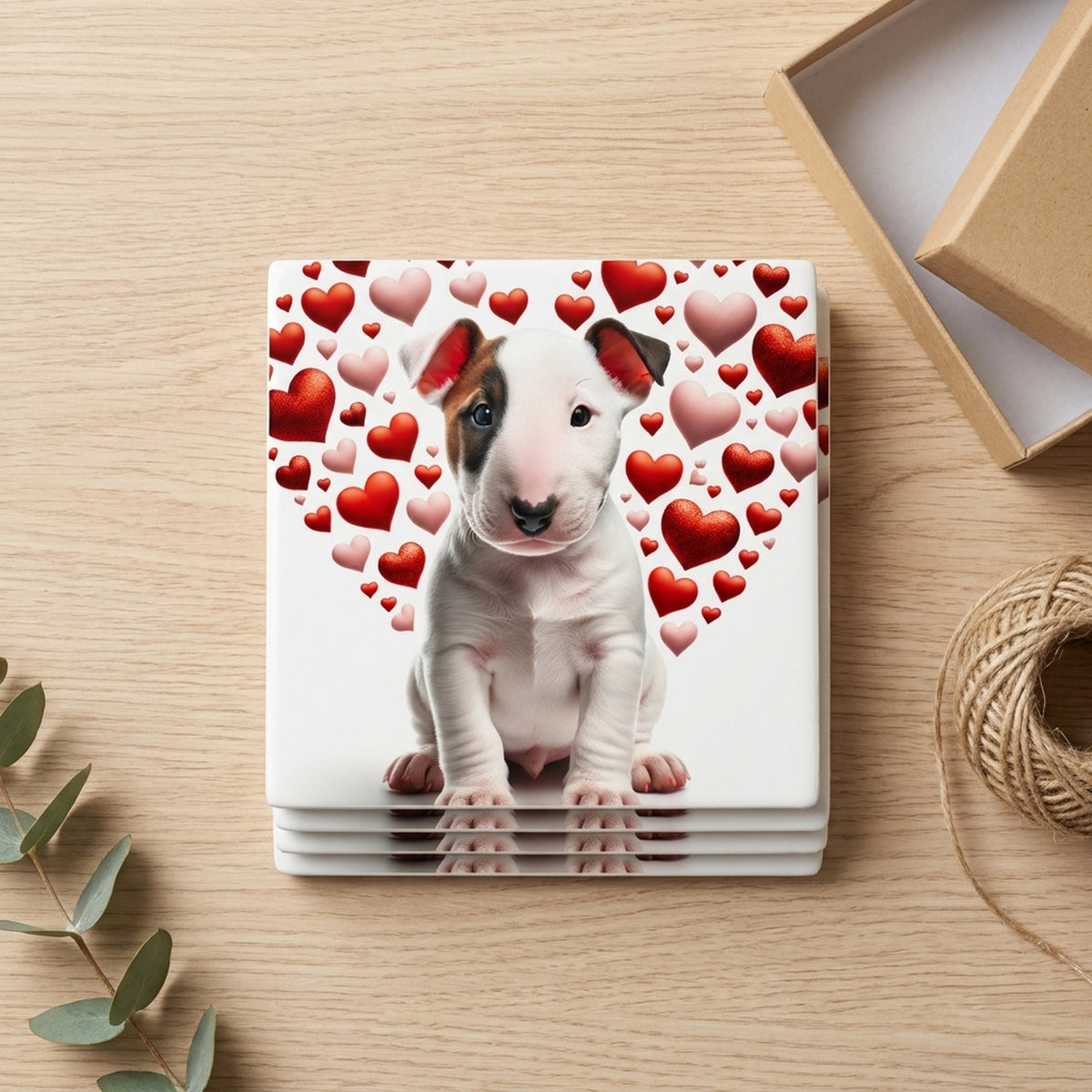 Bull Terrier ceramic coasters set of 4, gift set