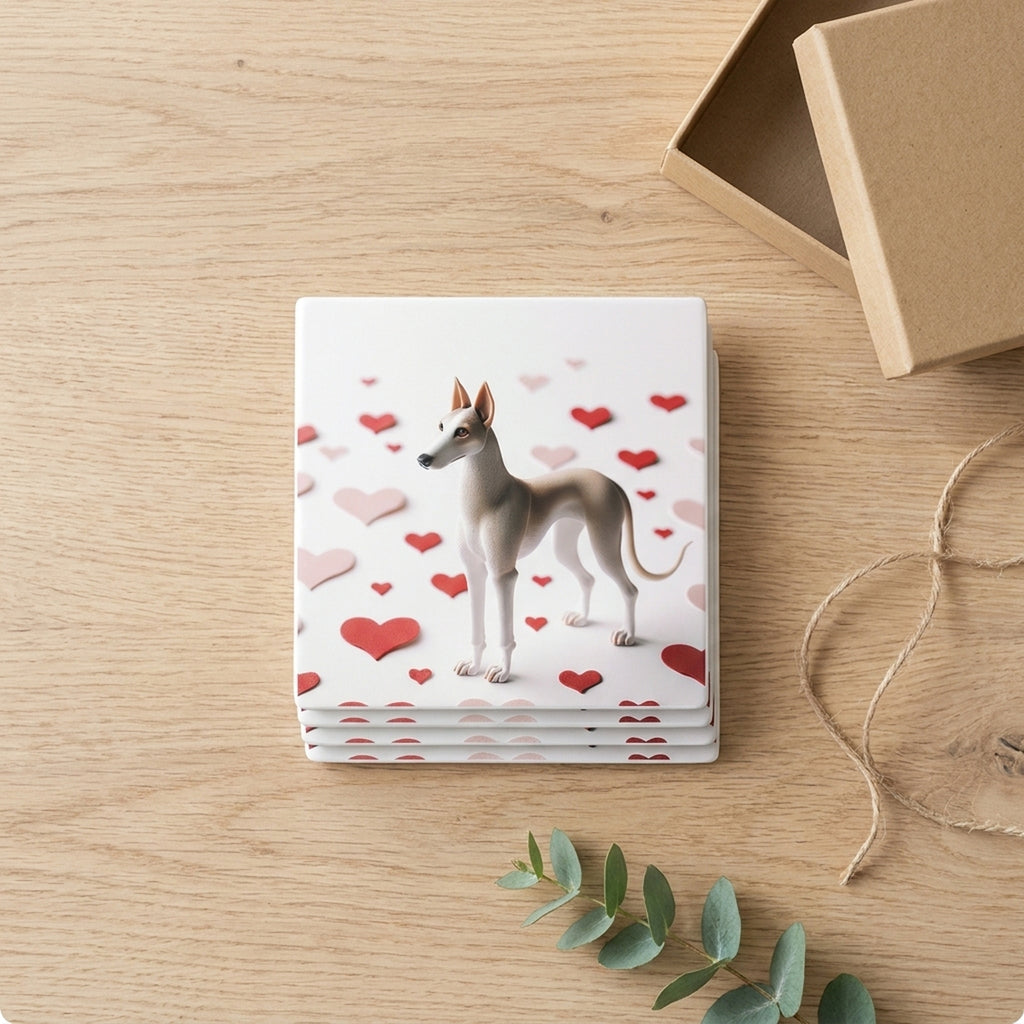 Ibizan Hound ceramic coasters set of 4, gift set