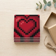 8-Bit Pixel Heart ceramic coasters set of 4, gift set