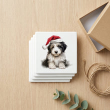 Polish Lowland Sheepdog Puppy Drawing ceramic coasters set of 4, gift set