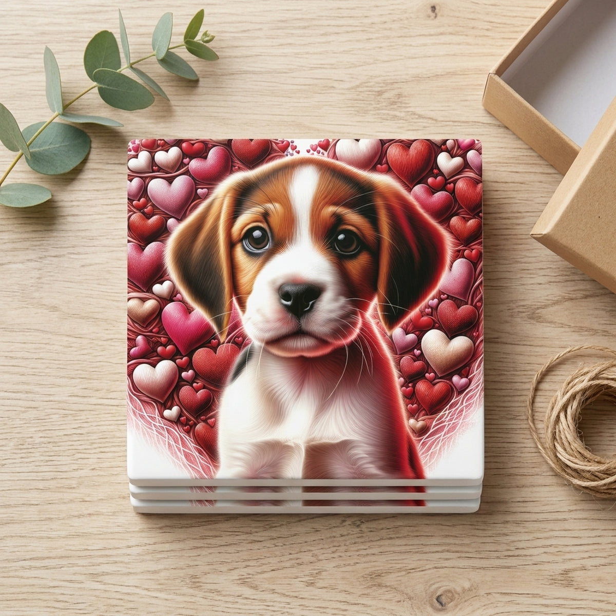 Beagle ceramic coasters set of 4, gift set