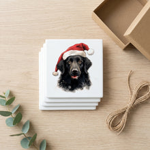 Flat-Coated Retriever ceramic coasters set of 4, gift set