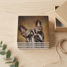 French Bulldog Portrait ceramic coasters set of 4, gift set