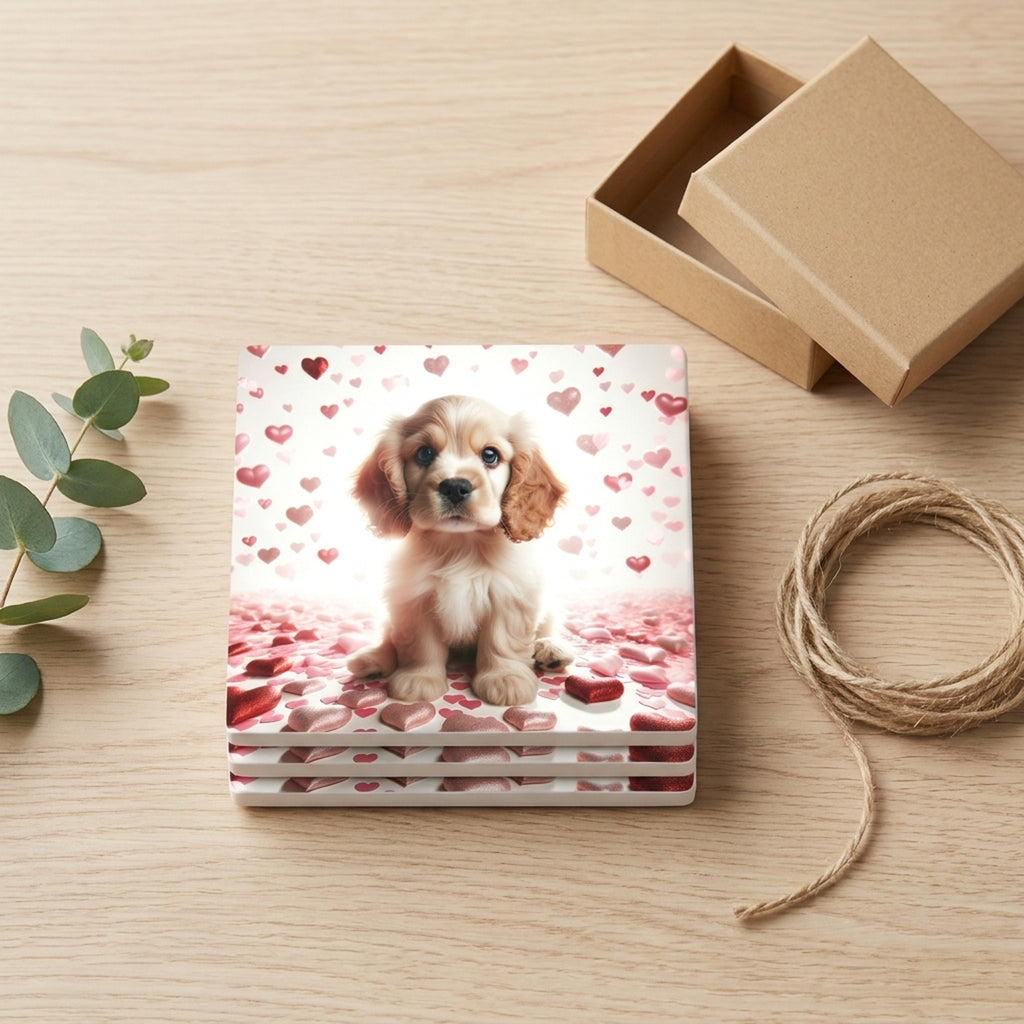 Cocker Spaniel ceramic coasters set of 4, gift set