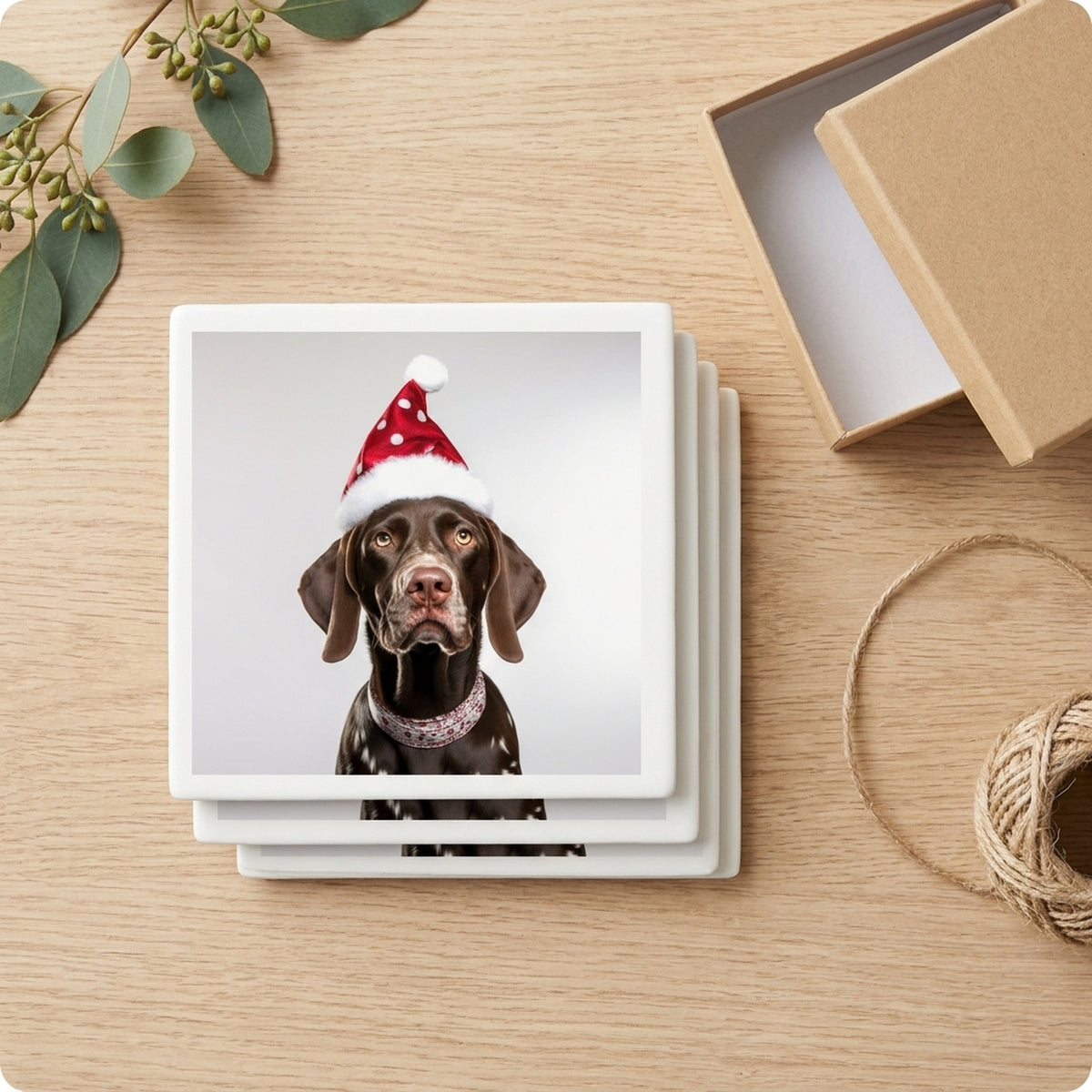 German Shorthaired Pointer ceramic coasters set of 4, gift set