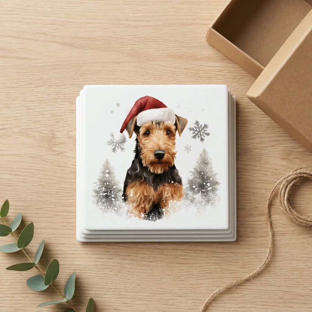Welsh Terrier ceramic coasters set of 4, gift set