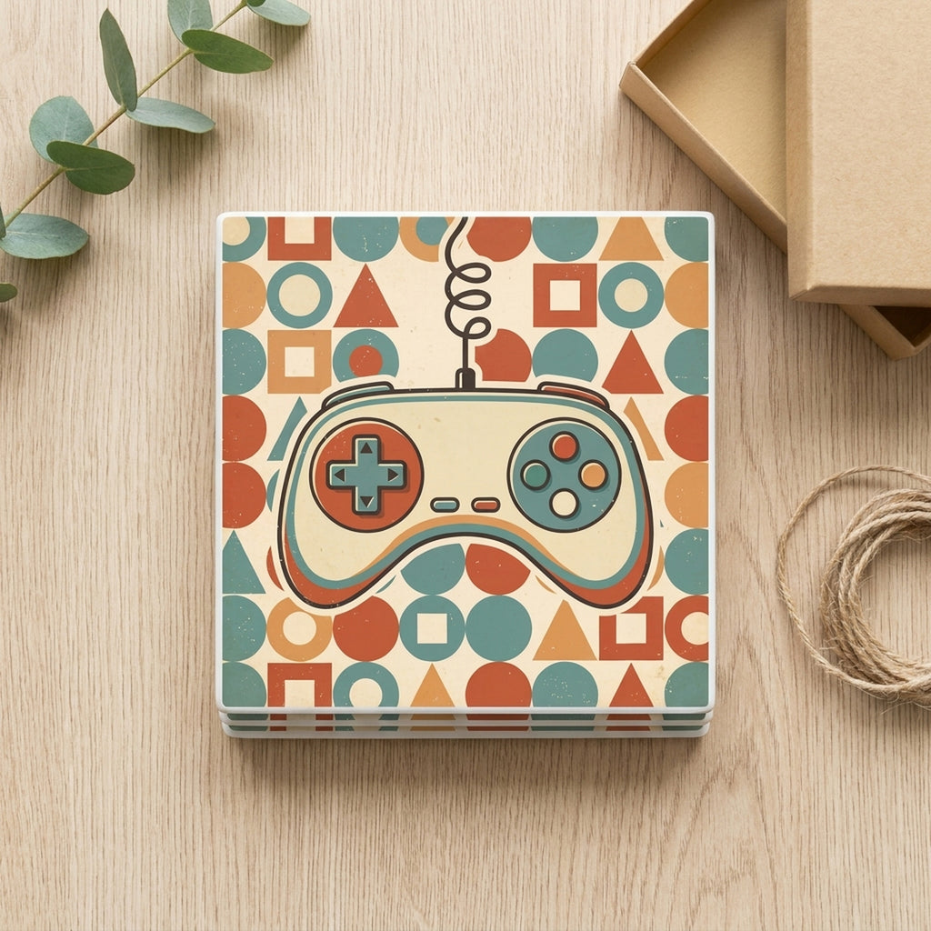 Retro Game Controller ceramic coasters set of 4, gift set