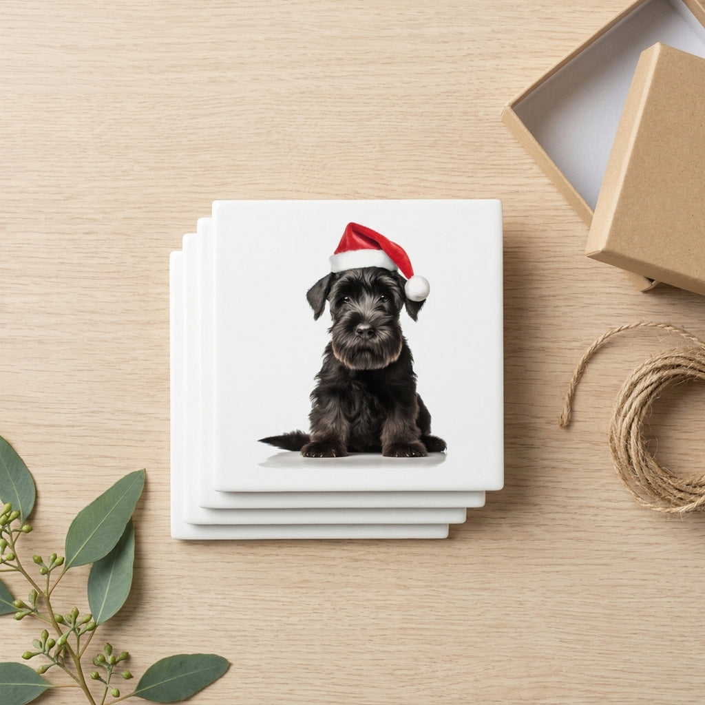 Giant Schnauzer Puppy ceramic coasters set of 4, gift set