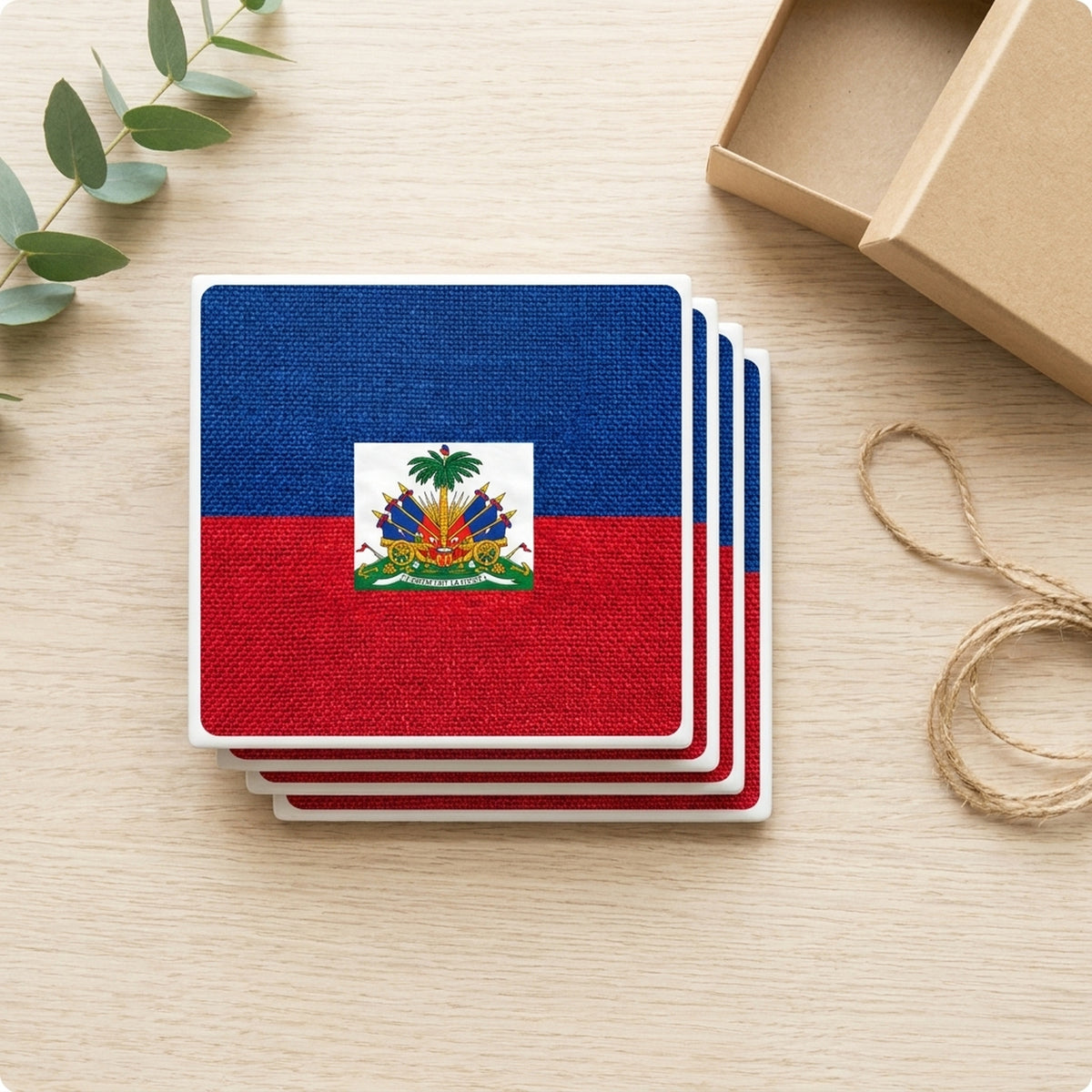 Haiti Flag Pride ceramic coasters set of 4, gift set
