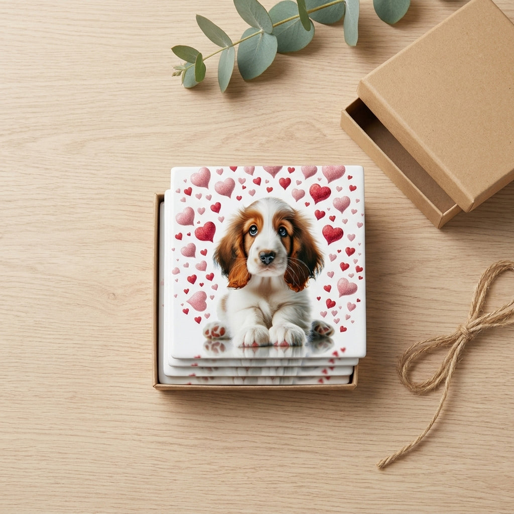 Cocker Spaniel ceramic coasters set of 4, gift set