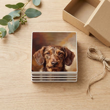 Dachshund Portrait ceramic coasters set of 4, gift set