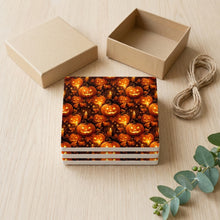 Halloween Pumpkins ceramic coasters set of 4, gift set