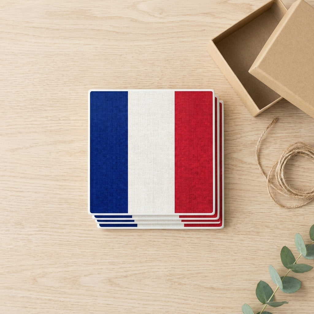 France Flag Pride ceramic coasters set of 4, gift set