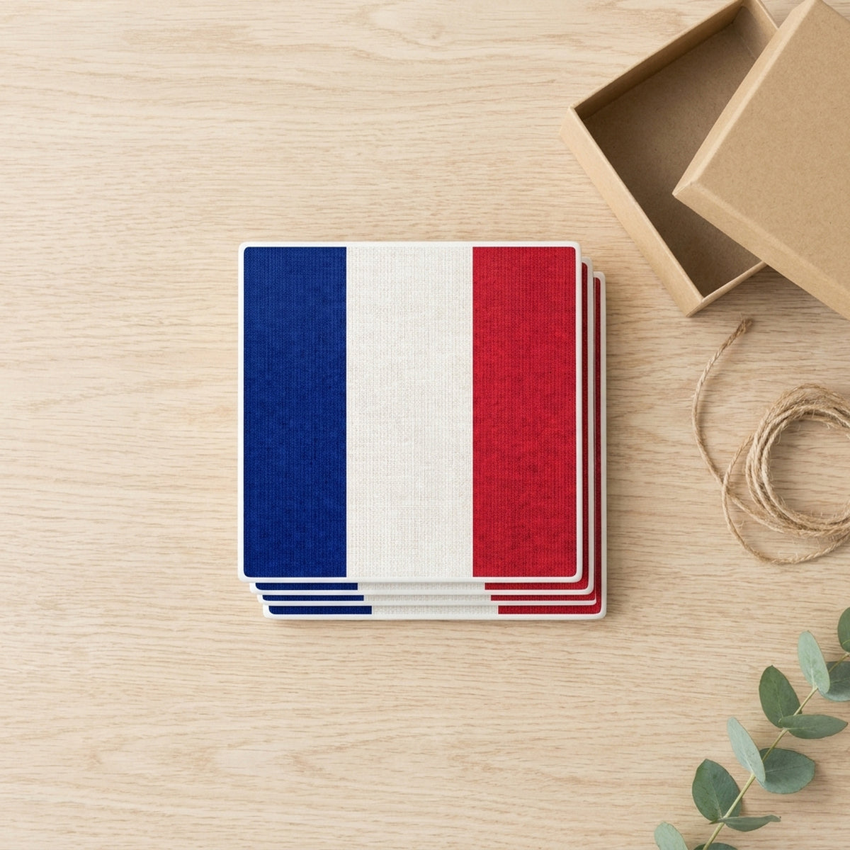 France Flag Pride ceramic coasters set of 4, gift set