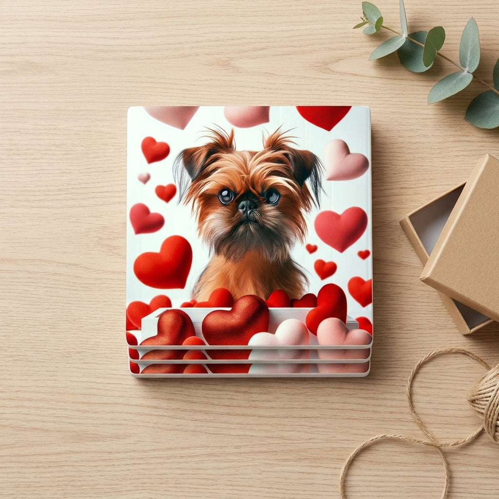 Brussels Griffon ceramic coasters set of 4, gift set