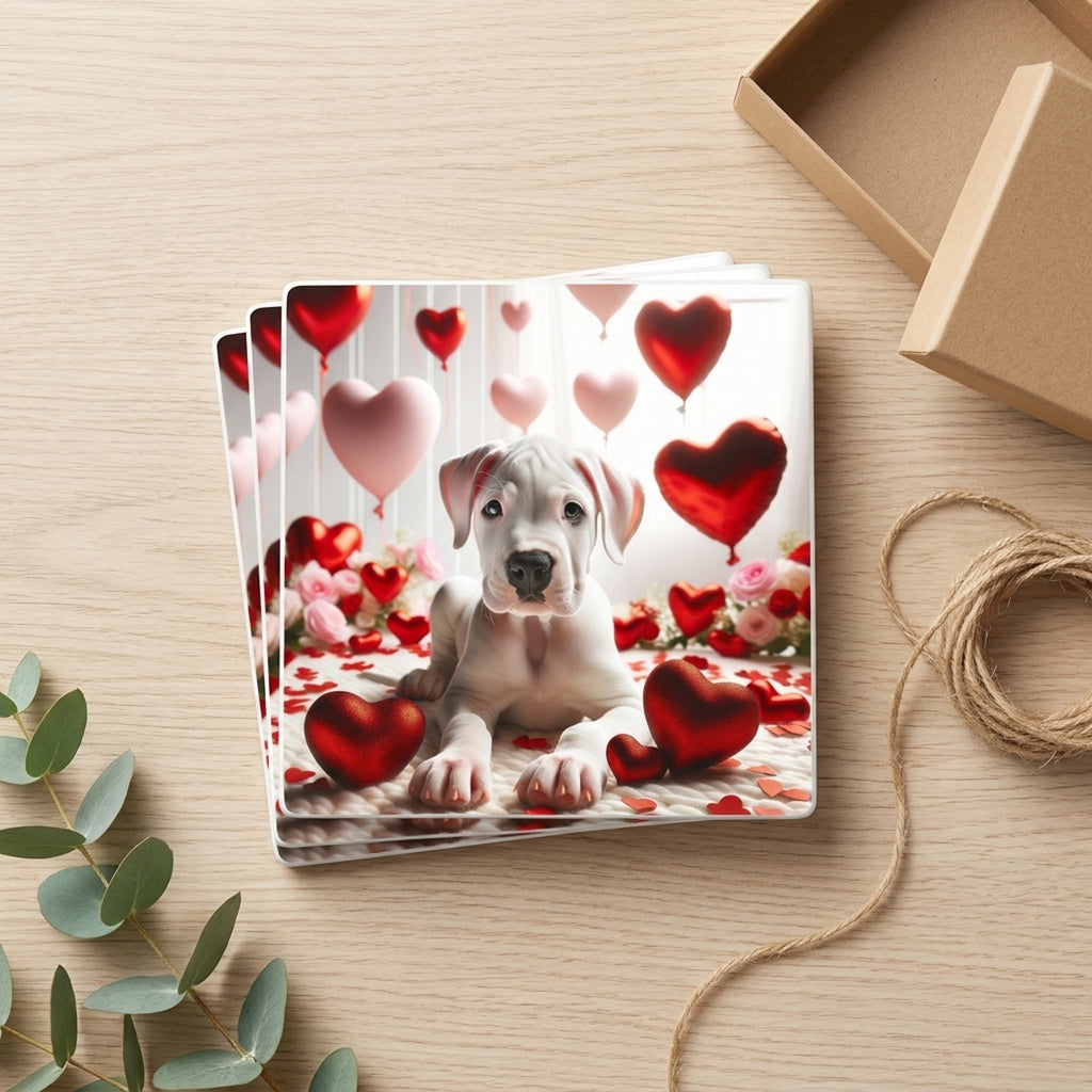 Dogo Argentino ceramic coasters set of 4, gift set