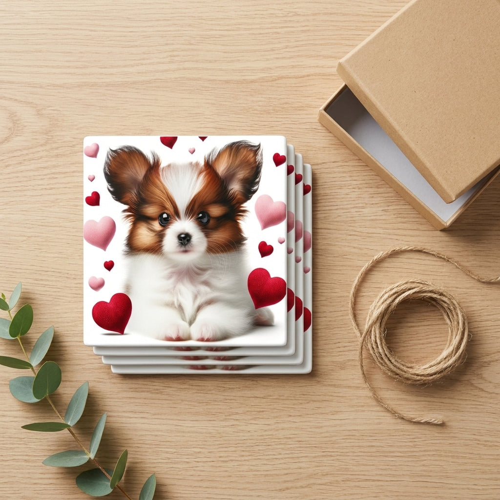 Papillon ceramic coasters set of 4, gift set