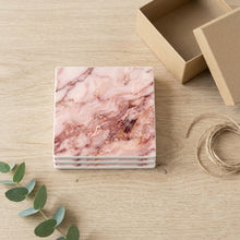 Blush Pink Marble ceramic coasters set of 4, gift set